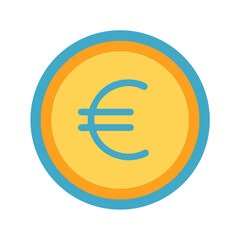 Isolated Euro Coin Icon on White Background