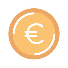 Euro currency coin symbol in flat design style