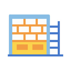Abstract building construction site with brick wall and ladder