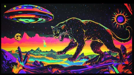 Fototapeta premium Cosmic Panther Landscape