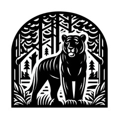 Panther Standing in Front of Forest