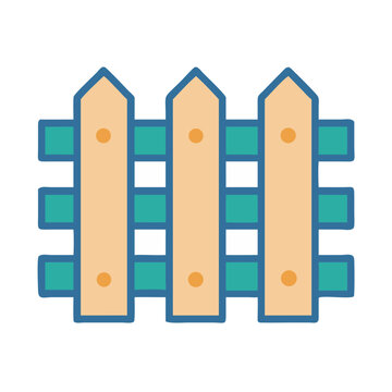 recommend clip art: Whimsical wooden fence in flat design on White backdrop