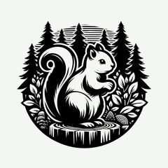 Squirrel Standing in Front of Forest