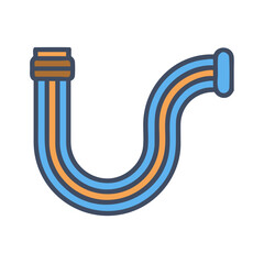 U-Shaped flexible hose illustration with orange and blue stripes