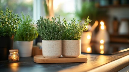 Herb planting workshop kitchen cozy environment view green living