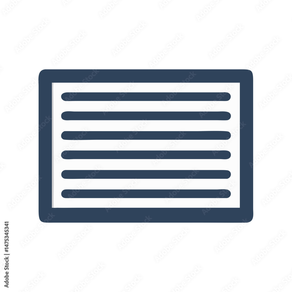 Poster stylized document icon with text lines and border frame