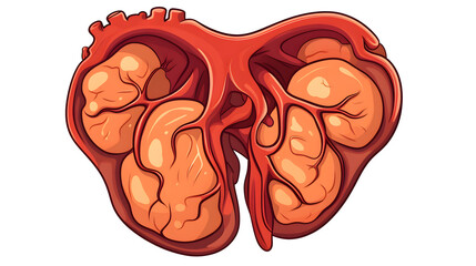 Professional Cartoon Illustration of a Human Liver Organ for Medical Education Materials