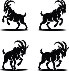 Goat Silhouette Set | Farm Animal Vector Graphics Goat Silhouettes Collection | Livestock, Nature, and Agriculture Icons