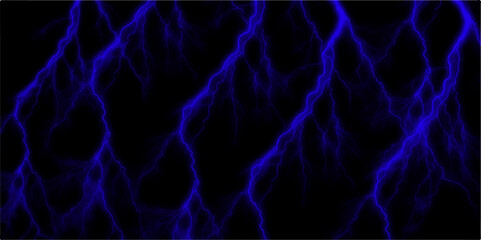 Branched lightning bolt. Abstract texture background in natural patterned. Intense electric bolts crackle across a stark. Glowing wavy lines template Color lightning concept in the dark.