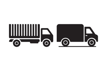 Delivery and Cargo Truck Silhouette Icon Transport Vehicle Vector