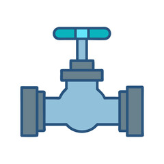 Illustration of a water valve in blue tones isolated