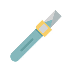 Simple flat illustration of box cutter on White Background