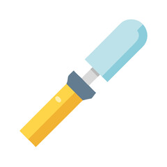 Stylized Illustration of a Yellow and Blue Garden Trowel