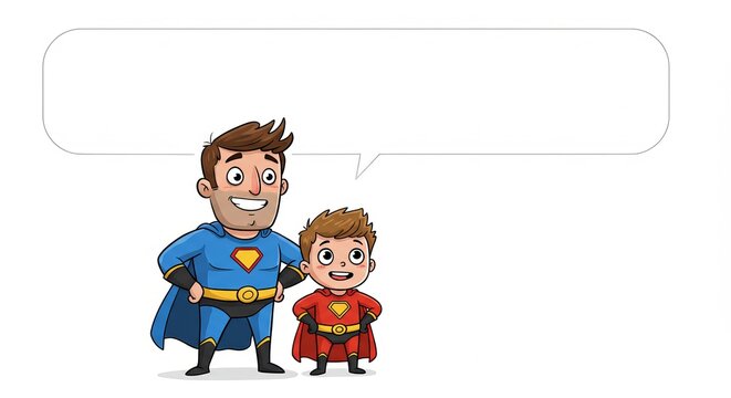 Cartoon Father-Son Superhero Duo