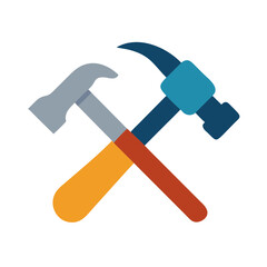 Two crossed hammers simple graphic icon on White Background