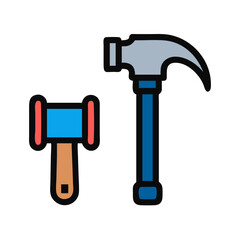 Two hammers, claw hammer and rubber mallet tools