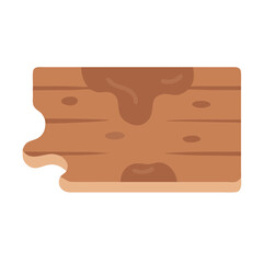 Wooden Cutting Board with Bite Flat Design Style