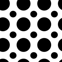 Seamless Black Circle Pattern Design on White Background Ideal for Fabric Print and Textile Design