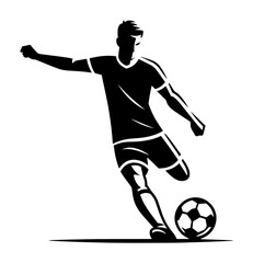 soccer player kick silhouette vector illustration in action pose
