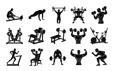 fitness people silhouette, man exercising in a gym.