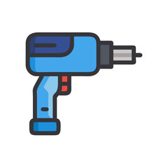 Isolated blue cordless power drill construction equipment icon