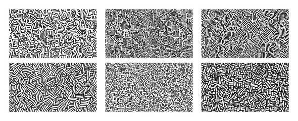 psychedelic abstract pattern set in seamless hand drawn vector style