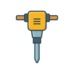 Iconic Yellow Jackhammer Construction Tool on White Background Graphic