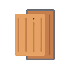 Two stylized cutting boards with vertical lines, kitchen tools