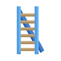 Illustration of a simple blue and brown wooden ladder