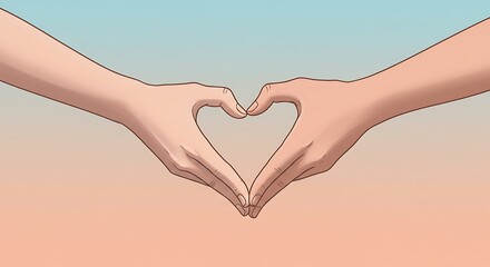 Fototapeta premium Illustration of Hands Forming a Heart in Pastel Colors