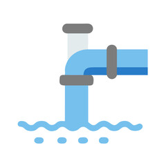 Blue pipe leaking water into a small wave pool