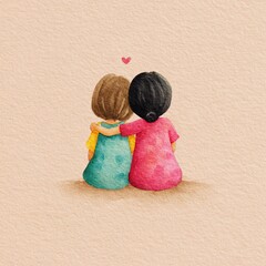 Heartwarming Watercolor Painting of Friendship Celebration Day
