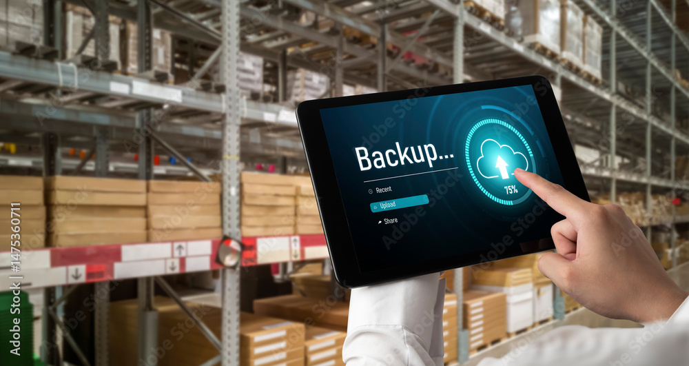 Poster backup storage data internet technology business concept. database storage cloud technology file dat