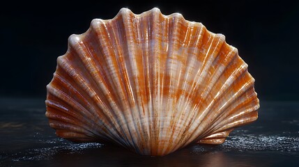 Obraz premium Detailed seashell view with ribbed texture and warm colors