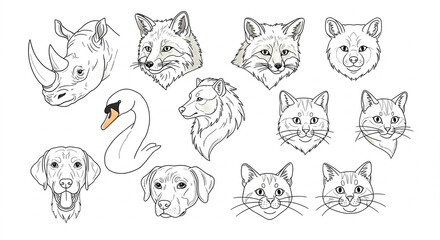 Obraz premium set of animals with isolated background 