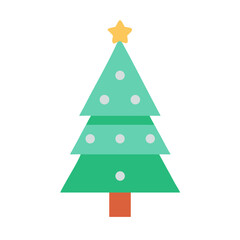 Simple cartoon Christmas tree icon against black background