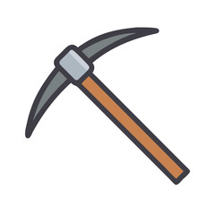 Isolated pickaxe graphic illustration for mining and construction use