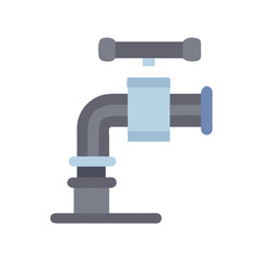Flat faucet illustration against White Background plumbing fixture
