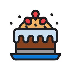 Delicious Layered Cake with Red Berries on Top, Simple Design