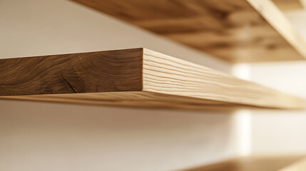 Close-Up of Wooden Floating Shelves