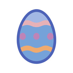 Simple Easter egg with wavy lines and dot pattern