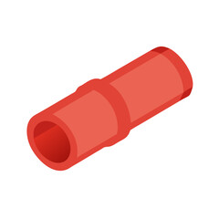 Isometric red pipe section on a stark White Background