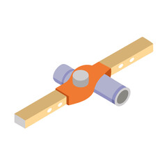 Isometric view of mechanical assembly with geometric shapes components