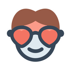 Person with heart-shaped sunglasses and brown hair illustration