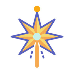 Stylized star illustration on black background, modern flat design