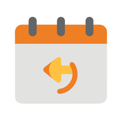 Flat design icon of calendar with arrow turning back