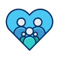 Family in heart shape icon representing love and unity
