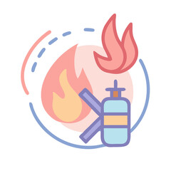 Fototapeta premium Simple illustration of fire extinguisher and flames around it