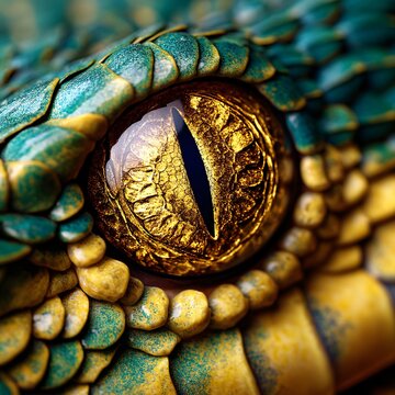 Detailed Macro Photography of a Golden Snake Eye in Nature