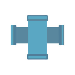 Blue pipe crossing juncture isolated on White backdrop illustration